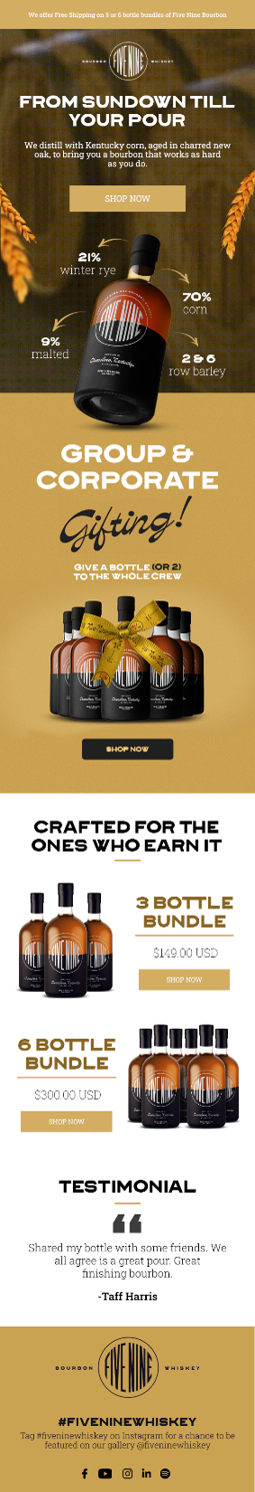 Five Nine Whiskey email template